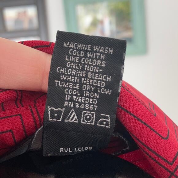 Express Red & Black Print Wrap Dress, Size 1/2 - Picture 8 of 8